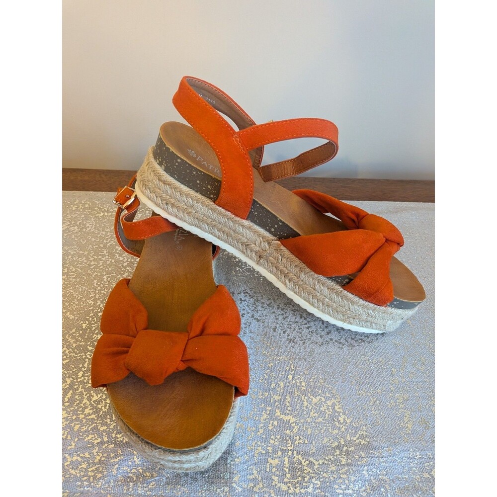 Patrizia by Spring Step Platform Sandals Women's 8.5 Madhuri Orange Faux Suede